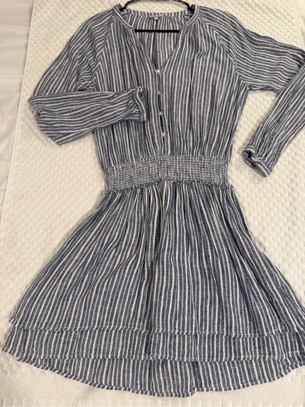 Rails Charcoal Black & White Striped Linen Dress, Size M